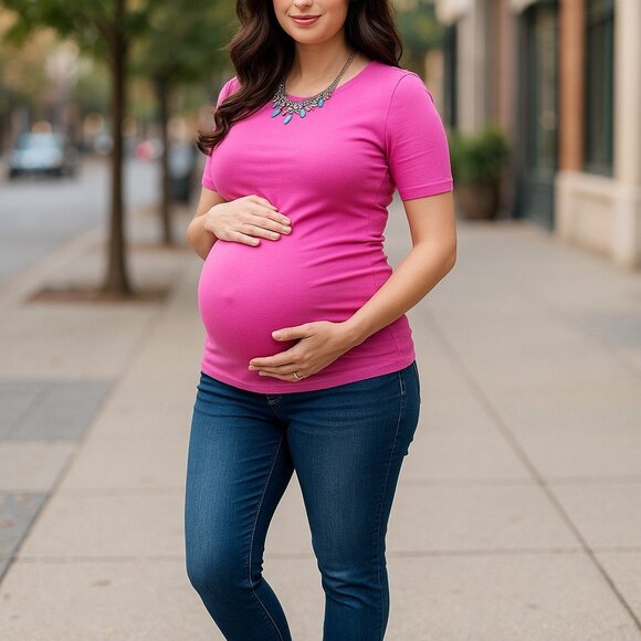 INGRID & ISABEL MATERNITY Under Belly Skinny Jeans 4 27 Dark Wash Elastic Panels - Picture 1 of 16